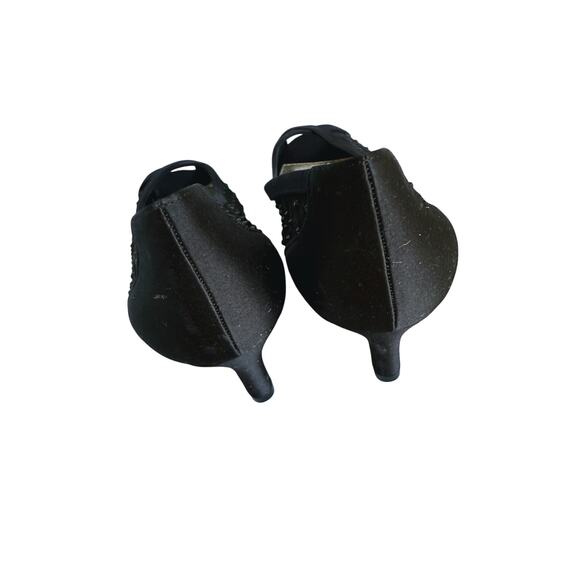 Adrianna Papell Peep Toe Pump Beaded Kitten Heels Size 6 Black Holiday Event - Picture 8 of 9